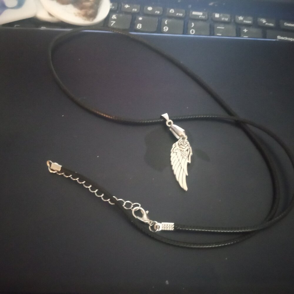 Handmade Silver Plated Rose Angel Wing Necklace